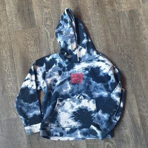 Blue and White Tie-Dye Hoodie GOOD VIBES ONLY